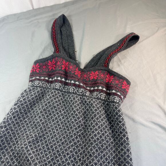 Free People Fair Isle Wool blend sweater dress with plaid ruffle hem size M - Picture 7 of 8